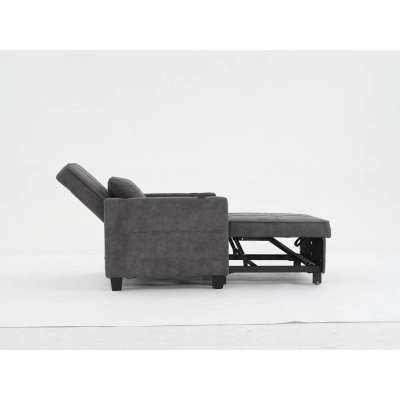 Futon Chair Bed: 3-in-1 Convertible Sleeper Chair With Usb Ports, Wear-resistant And Anti-scratch (dark Grey)