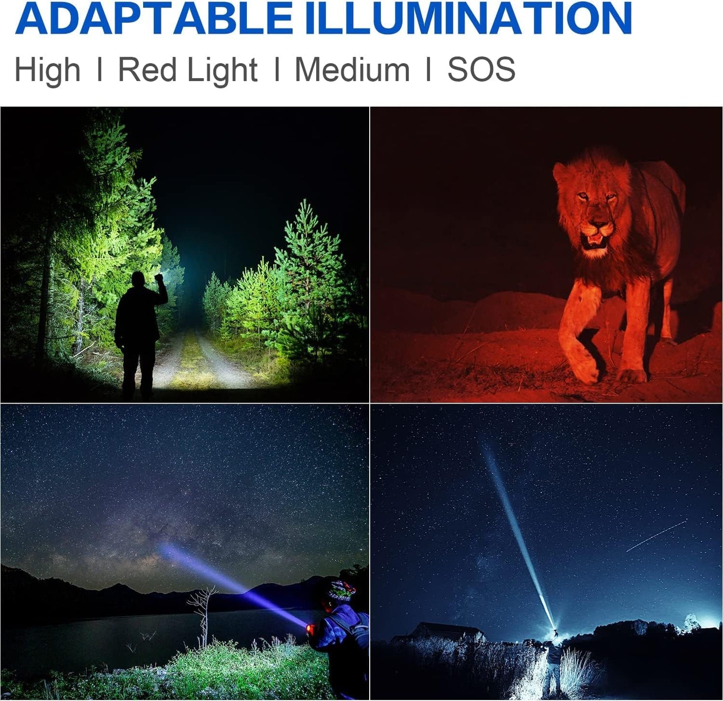 Rechargeable Spotlight Flashlight High Lumens 200000,Large Flashlight with 550 Yards Light Distance, Work Light Spot Lights Outdoor Handheld, Waterproof Searchlight with Stand&red Lens