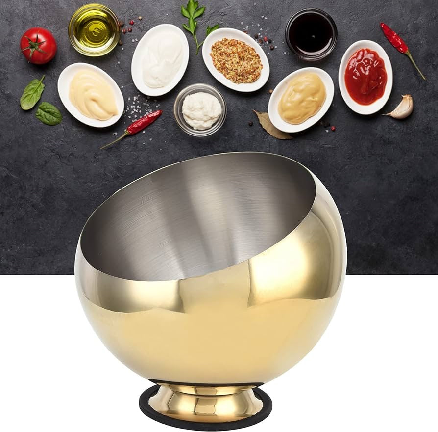 Seasoning Bowl, Beveled Mouth Seasoning Bowl with Base Stainless Steel Seasoning Container Hot Pot Oblique Bowl for Hot Pot Restaurant(M)