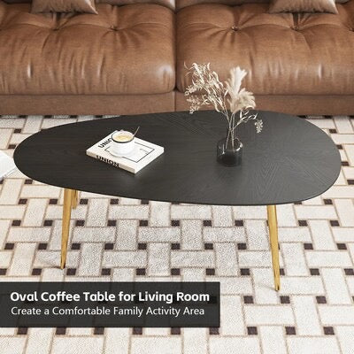 Modern Oval Wood Gray Walnut 50.7-in W x 16.77-in H Coffee Table