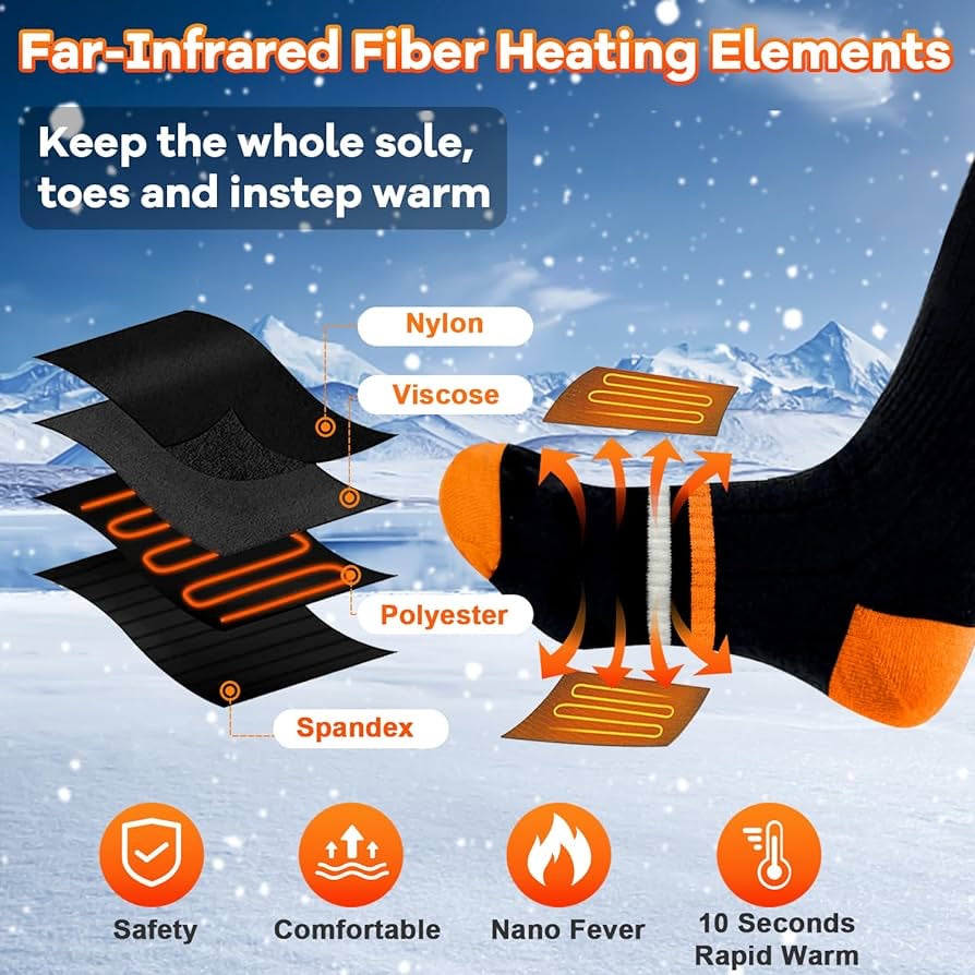 Heated Socks for Men Women Electric Heated Socks 5000mAh Rechargeable Battery Heated Ski Socks APP Control Washable Heated Sox Heating Socks Thermal Socks for Winter Hunting Skiing Outdoor