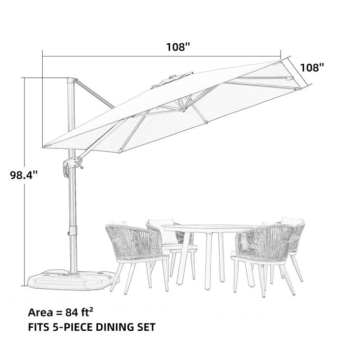 PURPLE LEAF 9x9 Ft Patio Umbrella Outdoor Cantilever Square Umbrella Aluminum Offset Umbrella with 360-degree Rotation for Garden Deck Pool Patio,Grey