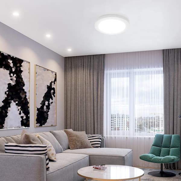 15 in. LED Flush Mount Ceiling Light Fixture, 2100 Lumens 5 CCT 2700K-5000K Round Color Selectable Panel Light, Dimmable