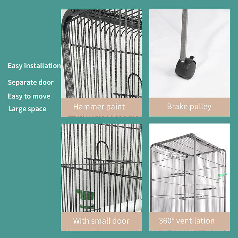 57.48" Bird Cage with Rolling Stand - Parakeets Cockatiels Parrot Green Cheek Conures Pigeons Lovebird