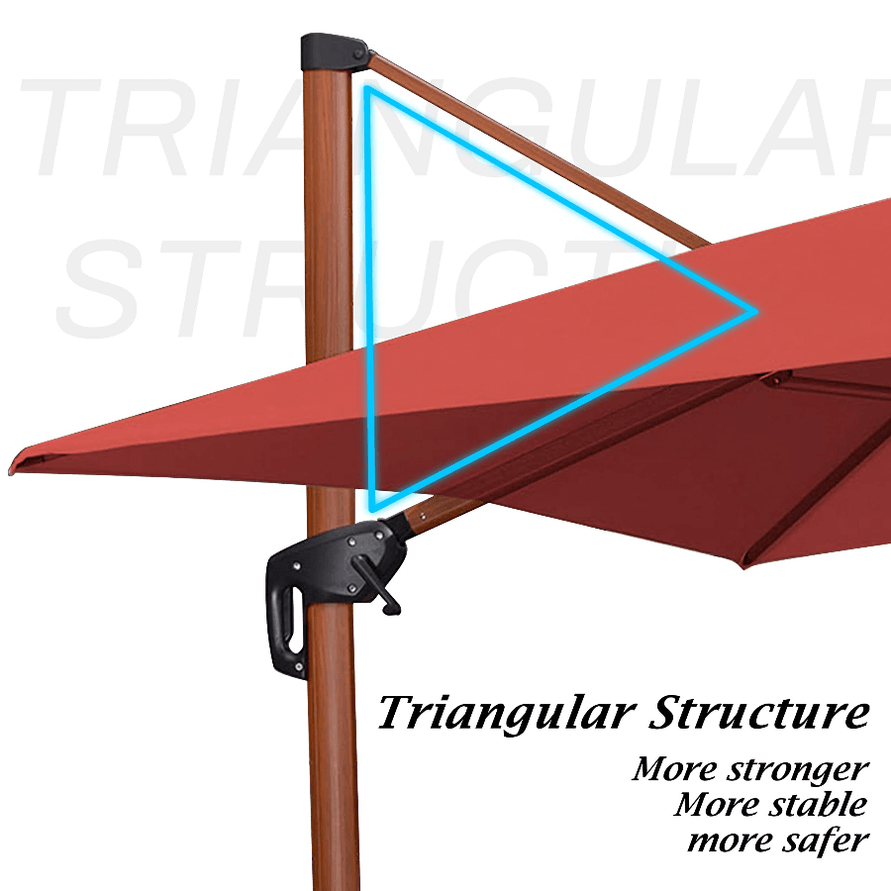 PURPLE LEAF Double Top 9 x9 ft Square Aluminum Sun Umbrellas In Wood Color
