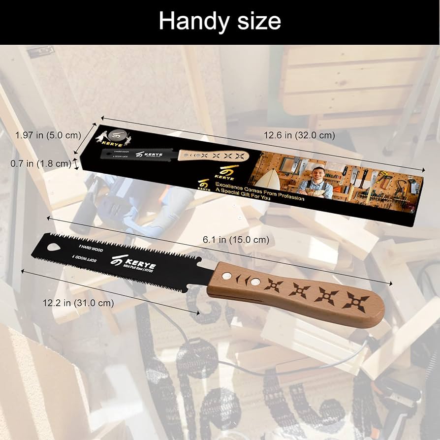 Mini Hand Saw Woodworking Tools, Small 6 Inch Japanese Pull Saw with Double Edges of 11/17 TPI, Flush Cut Saw for Hardwoods/Softwoods, Light Wood Saw as Gifts for Men/Women-KY05