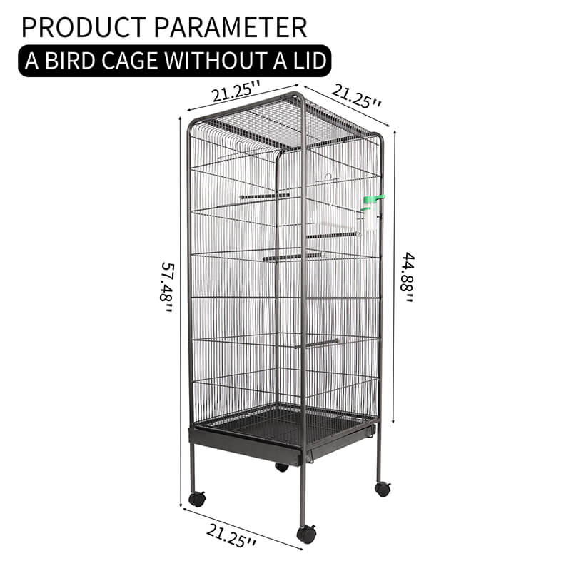 57.48" Bird Cage with Rolling Stand - Parakeets Cockatiels Parrot Green Cheek Conures Pigeons Lovebird