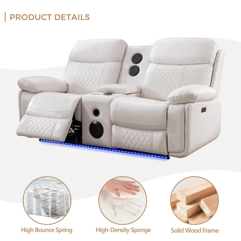 2PCS Power Recliner Sofa Sets with Bass Speaker,Wireless Charger LED Light,USB Port