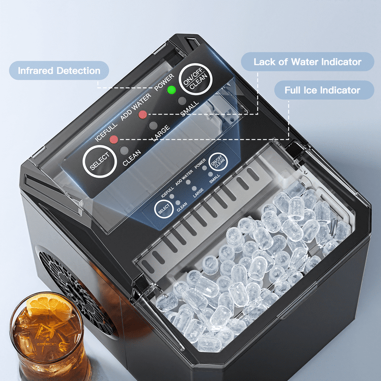 Countertop Ice Maker 26 lbs/24h 9 Cubes/6 Mins with Self-Cleaning Bullet Ice Maker for Home Office Bar Party