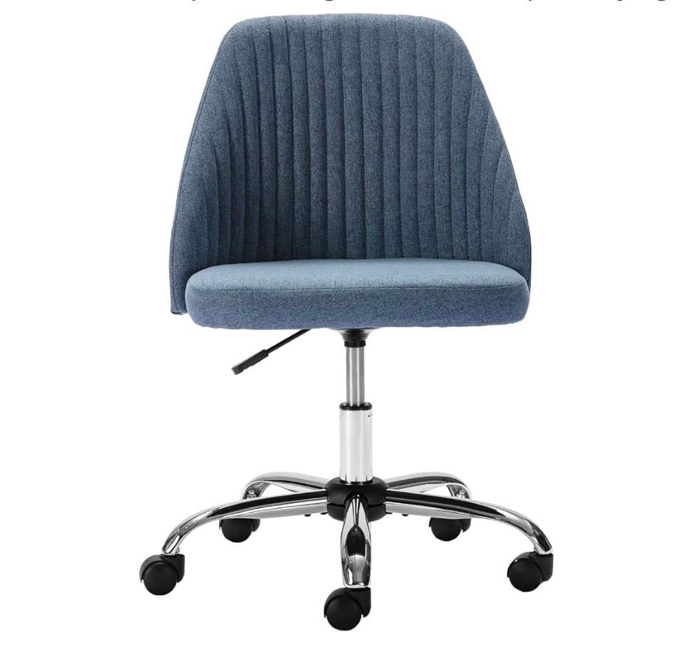Home Office Chair, Mid-Back Armless Twill Fabric Adjustable Swivel.