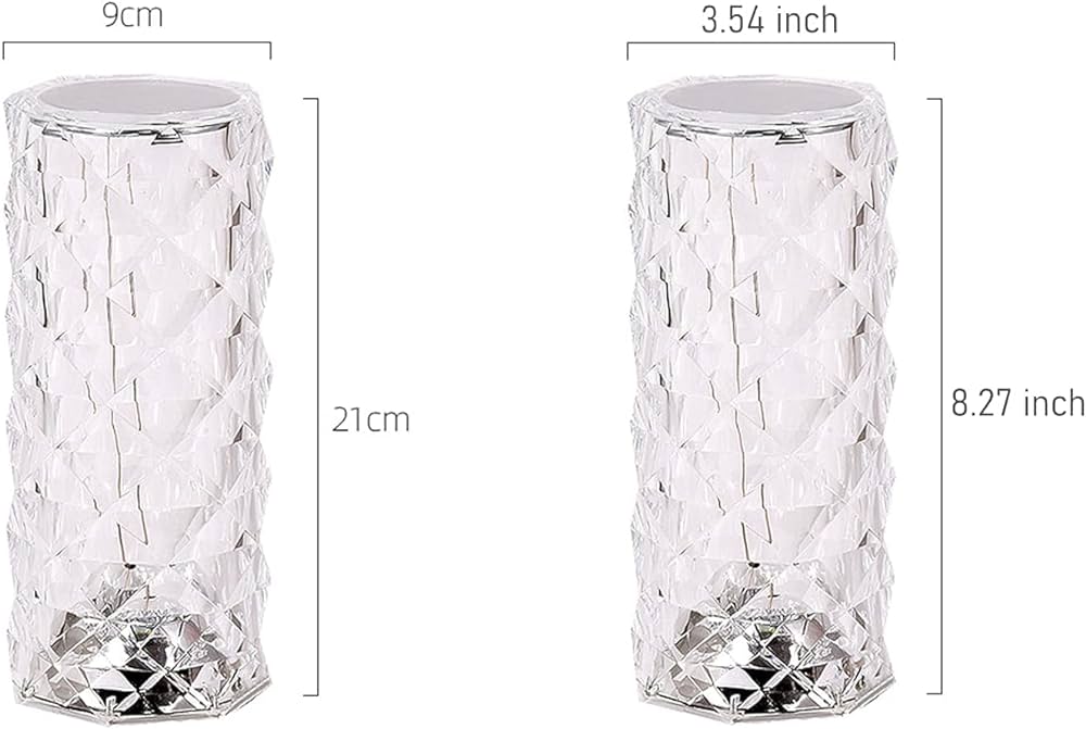 Acrylique Crystal Diamond Table Lamp, 16 Colors USB Rose Lamp with Touch and Remote Control, Acrylic 3D Night Light LED Nightstand Lamps