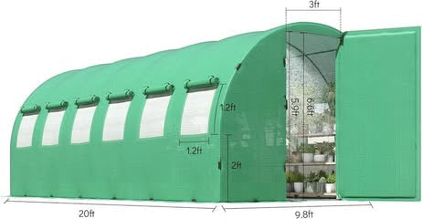 20x10x7 ft greenhouse – sturdy walk-in outdoor tunnel