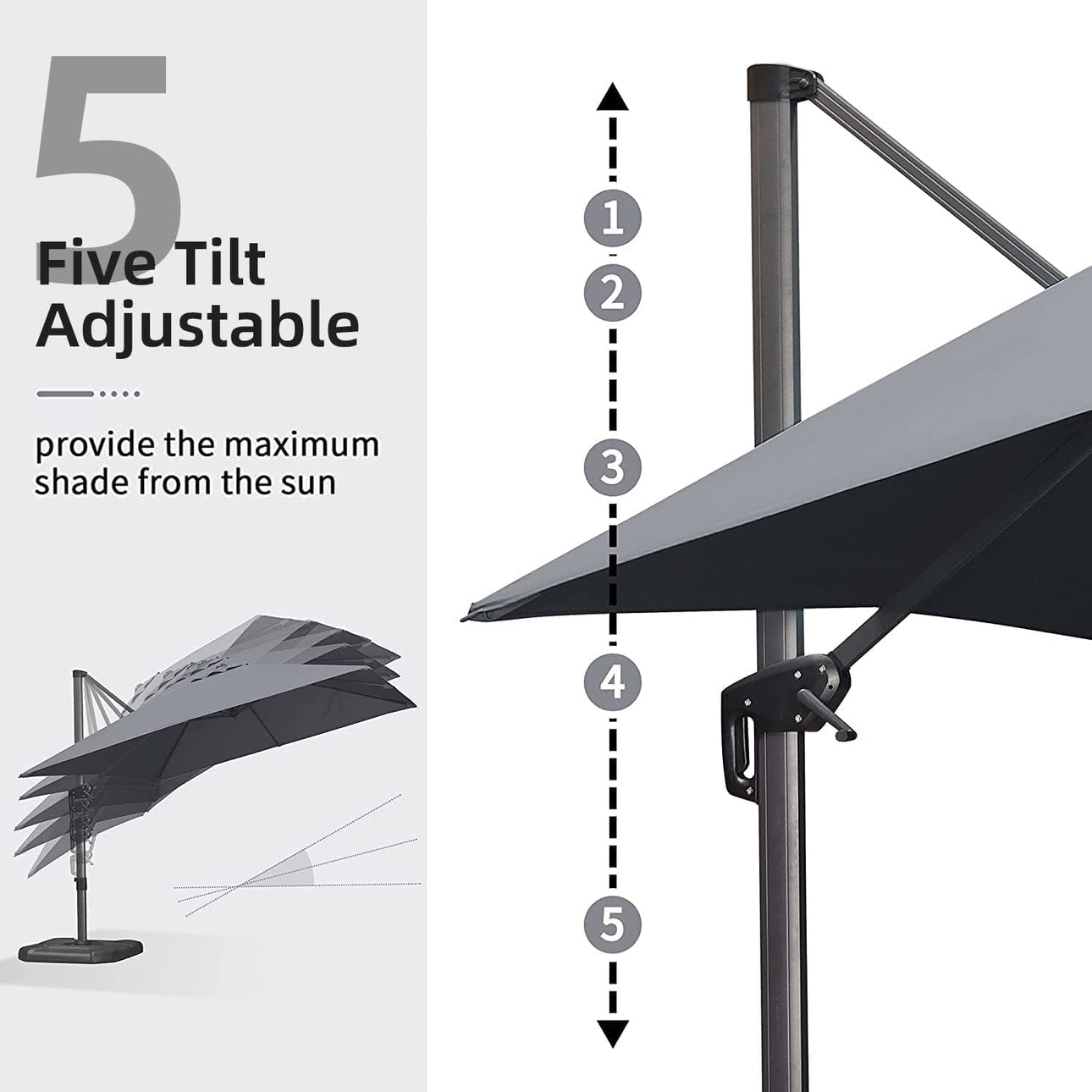PURPLE LEAF Rectangle 8x8 ft Patio Economical Umbrella. Grey