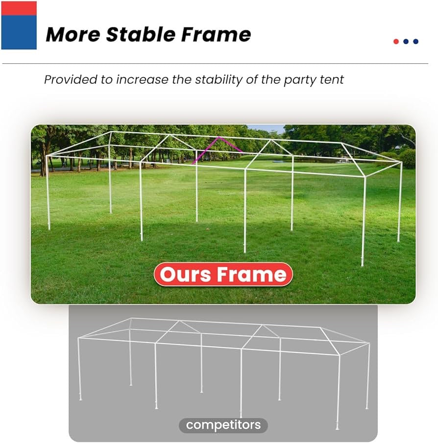10x30 Party Tent Wedding Patio Gazebo Outdoor Carport Canopy Shade with Side 8 Removable Walls