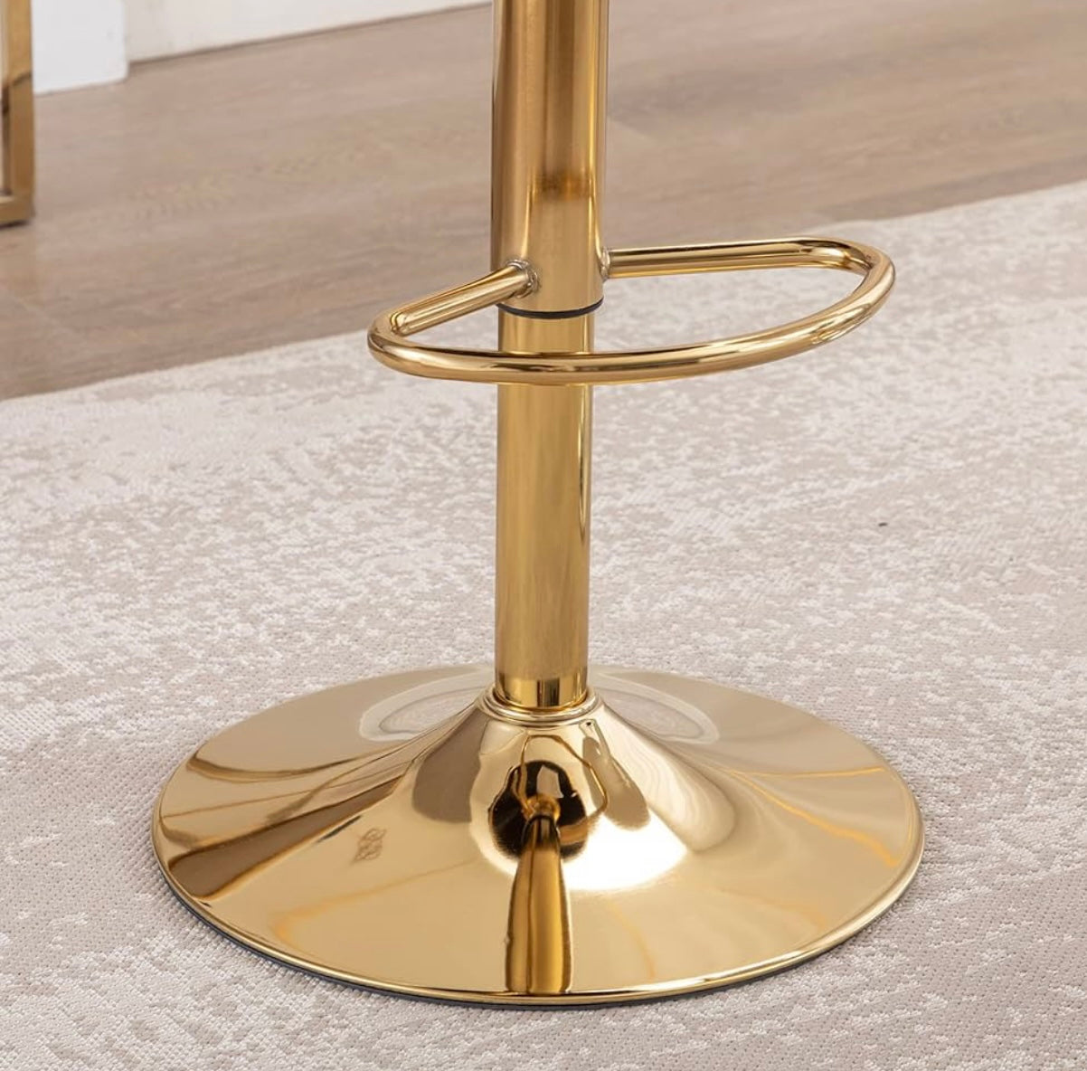 Modern Swivel Bar Stools Velvet Adjustable Height Barstools Low Back Kitchen Island Counter Bar Chair with Golden Base, Orange.Set of 1