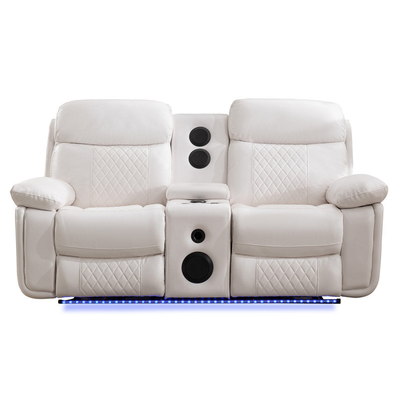 2PCS Power Recliner Sofa Sets with Bass Speaker,Wireless Charger LED Light,USB Port