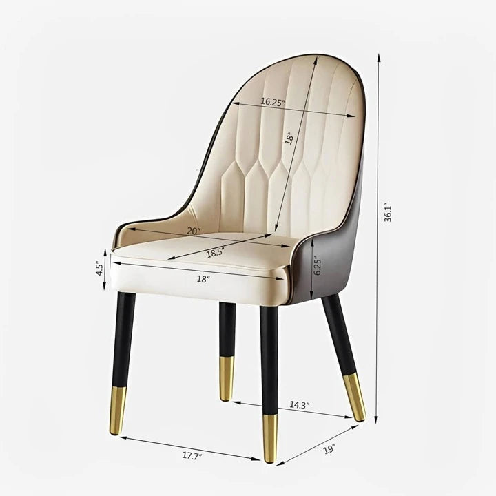 Dining Chairs Set of 2,Ergonomic Black Mid-Century Modern PU Leather Upholstered Chair with Solid Wood Legs for Kitchen, Dining, Bedroom, Living Room