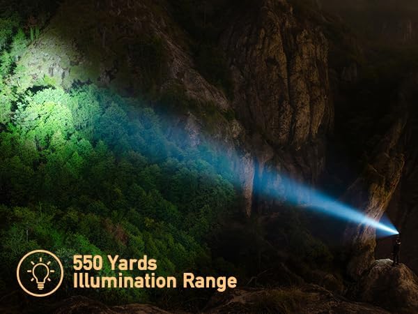 Rechargeable Spotlight Flashlight High Lumens 200000,Large Flashlight with 550 Yards Light Distance, Work Light Spot Lights Outdoor Handheld, Waterproof Searchlight with Stand&red Lens