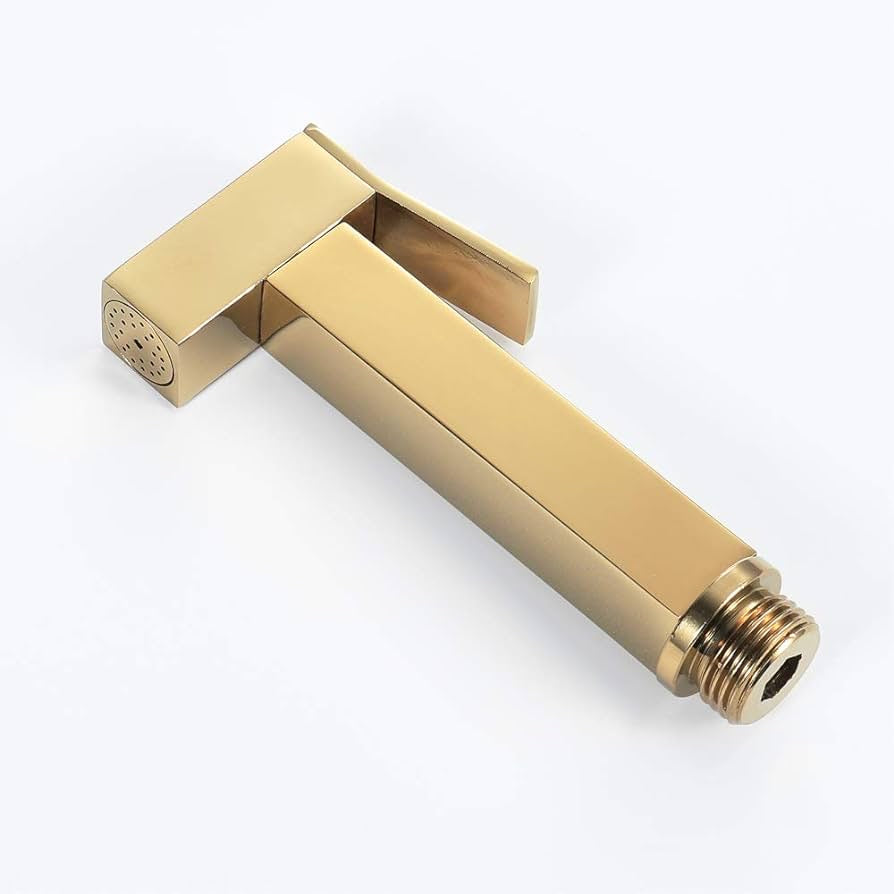High Pressure Handheld Bidet Sprayer Square Toilet Sprayer Brass Bathroom Washroom Accessories, G 1/2 Interface,Black (Color : Gold)