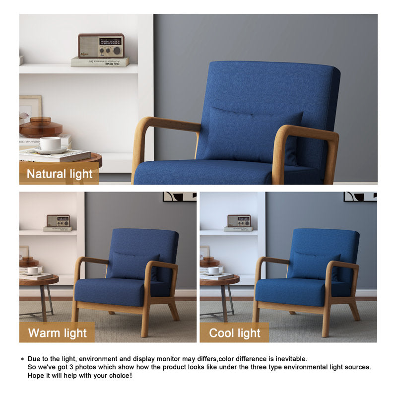 Wide Armchair Accent Wood Leg Chair