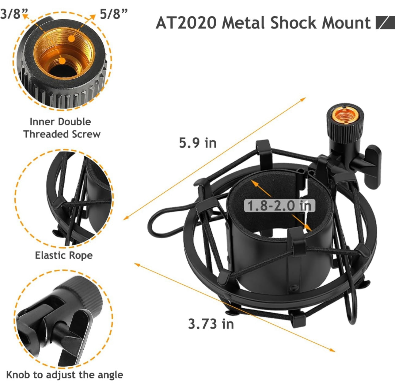 Desktop Microphone Stand, Adjustable Desk Mic Stand wtih Shock Mount for Audio Technica AT2020 AT2020USB+ AT2035 ATR2500 Condenser Studio Microphone by Frgyee