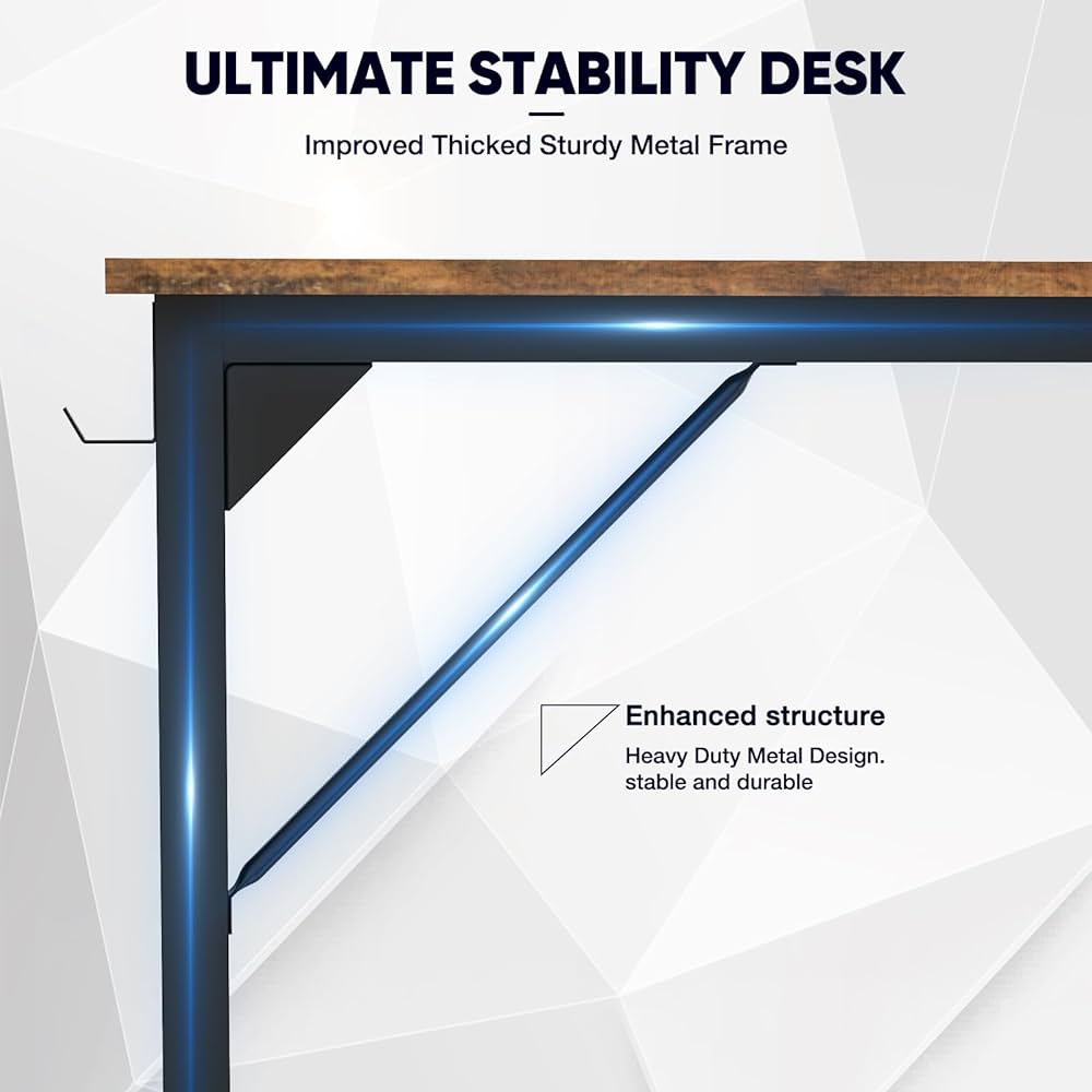 Computer 32 Inch Writing Office Small Space Desk Study Modern Simple Style Work Table with Storage Bag Headphone Hook Metal Frame for Home, Bedroom, 32-Inch