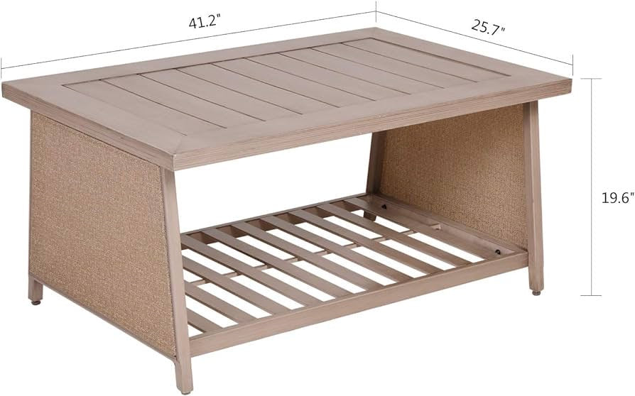 Champagne Gold 4-Piece Cast Aluminum Patio Rectangle Outdoor Dining Set with Love Seat for Garden, Yard
