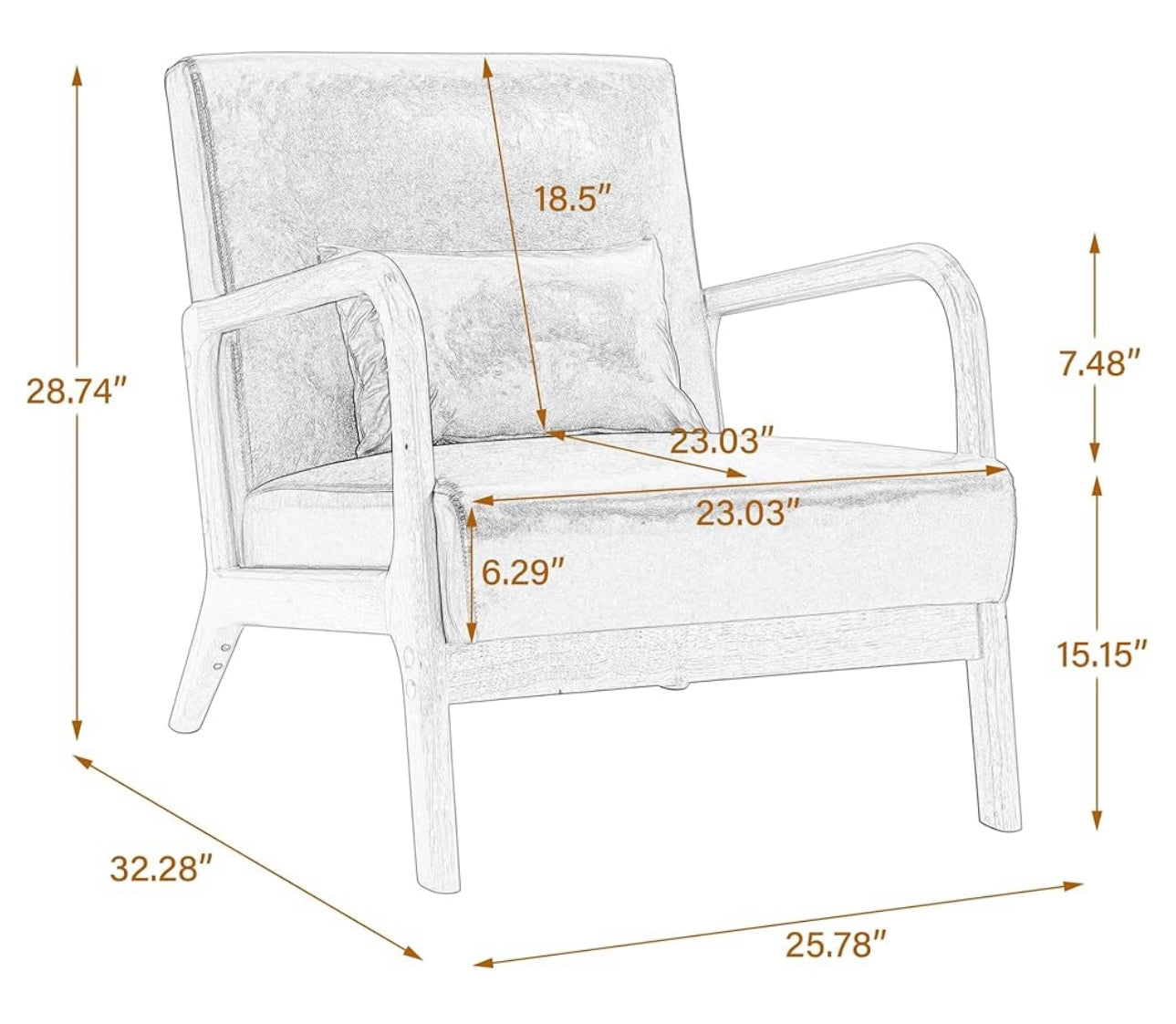 Modern Coffee Faux Leather Wood Frame Upholstered Accent Arm Chair (Set of 1)