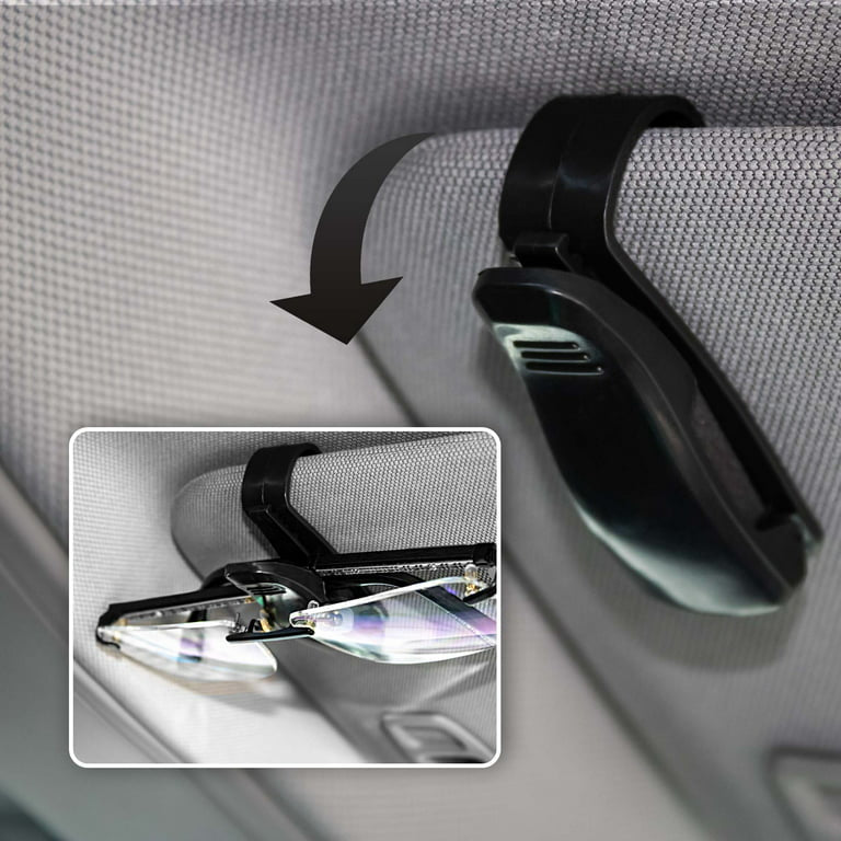 Set of 4 Sunglasses Holder, Car Sun Visor Clip for Eyeglasses, Glasses Organizer Rack for Cars, Black