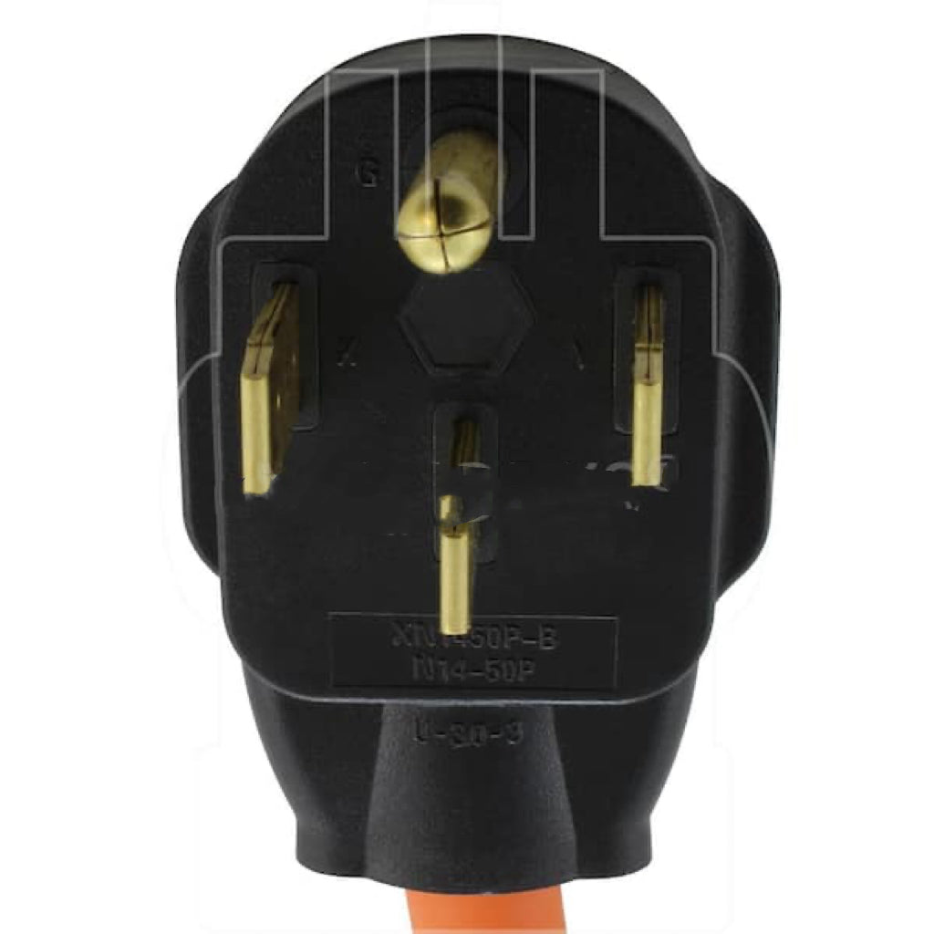 1.5 ft. 50 Amp 4-Prong RV/ Range 14-50P Plug to (3) NEMA 6-15/20 Tri-Outlet with Power Indicator