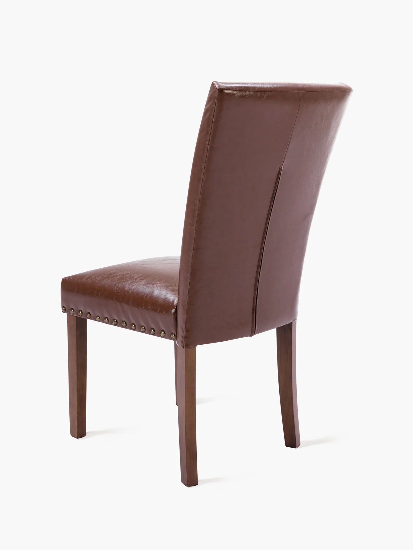 Upholstered Parsons Dining Chairs.PU Leather Dining Room Kitchen Side Chair with Nailhead Trim and Wood Legs - Light Brown