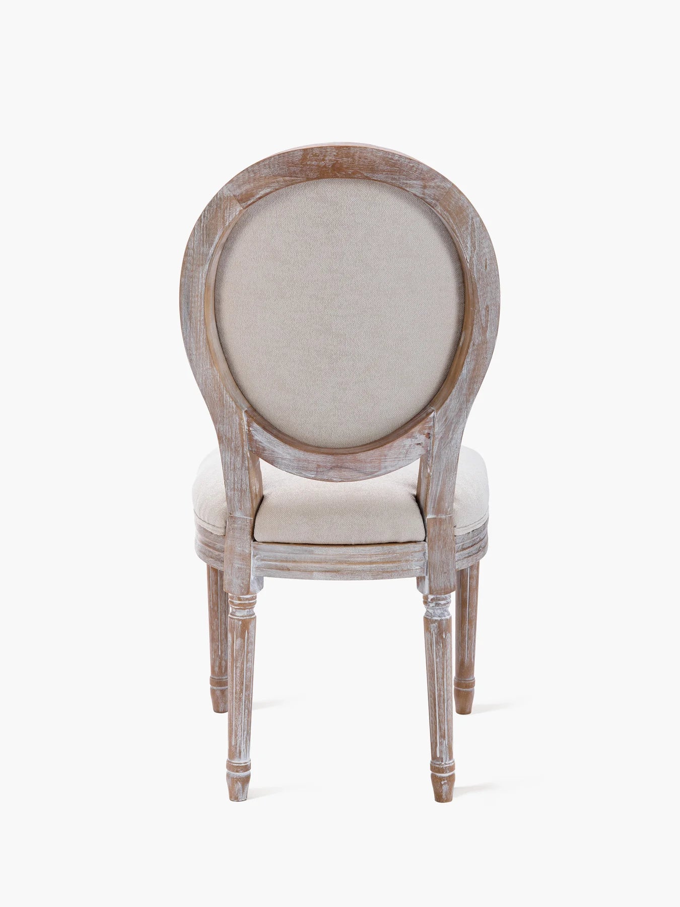 French Country Vintage Dining Chairs with Round Back, Solid Wood Legs, Accent Side, Upholstered for Farmhouse, Dining Room, Kitchen/Living Room/Bedroom-Classic Beige