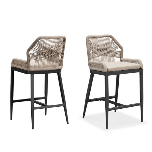 PURPLE LEAF 2 Set Outdoor Bar Stool Chair Set, Modern Counter Height Stool, Cushion Included.DK Grey.24.8”