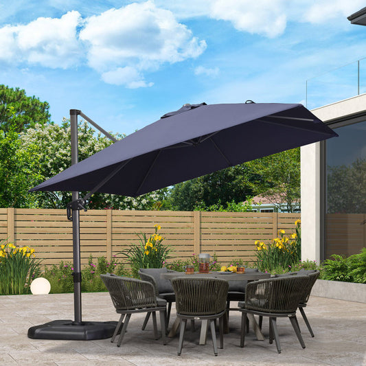 PURPLE LEAF 10x10 Ft Patio Umbrella Outdoor Cantilever Square Umbrella Aluminum Offset Umbrella with 360-degree Rotation for Garden Deck Pool Patio, Dark Blue