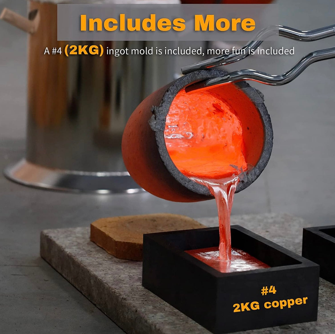 GONGYI 12KG LARGE Capacity Deluxe Kit Propane Melting Furnace Smelter Full Stainless Steel 304 for Scrap Metal Recycle Melting Copper Aluminum Includes Crucible and Tongs