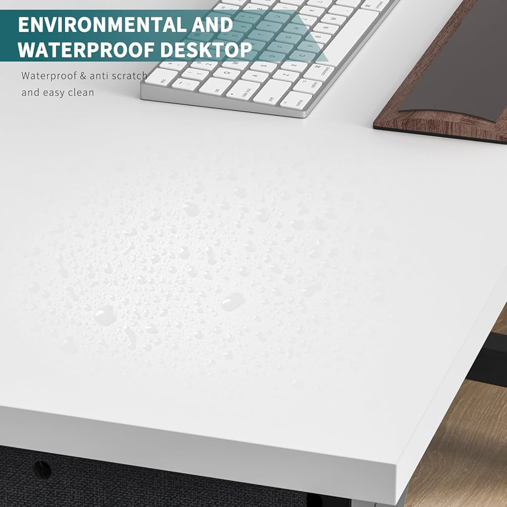 Computer 32 Inch Writing Office Small Space Desk Study Modern Simple Style Work Table with Storage Bag Headphone Hook Metal Frame for Home, Bedroom, 32-Inch