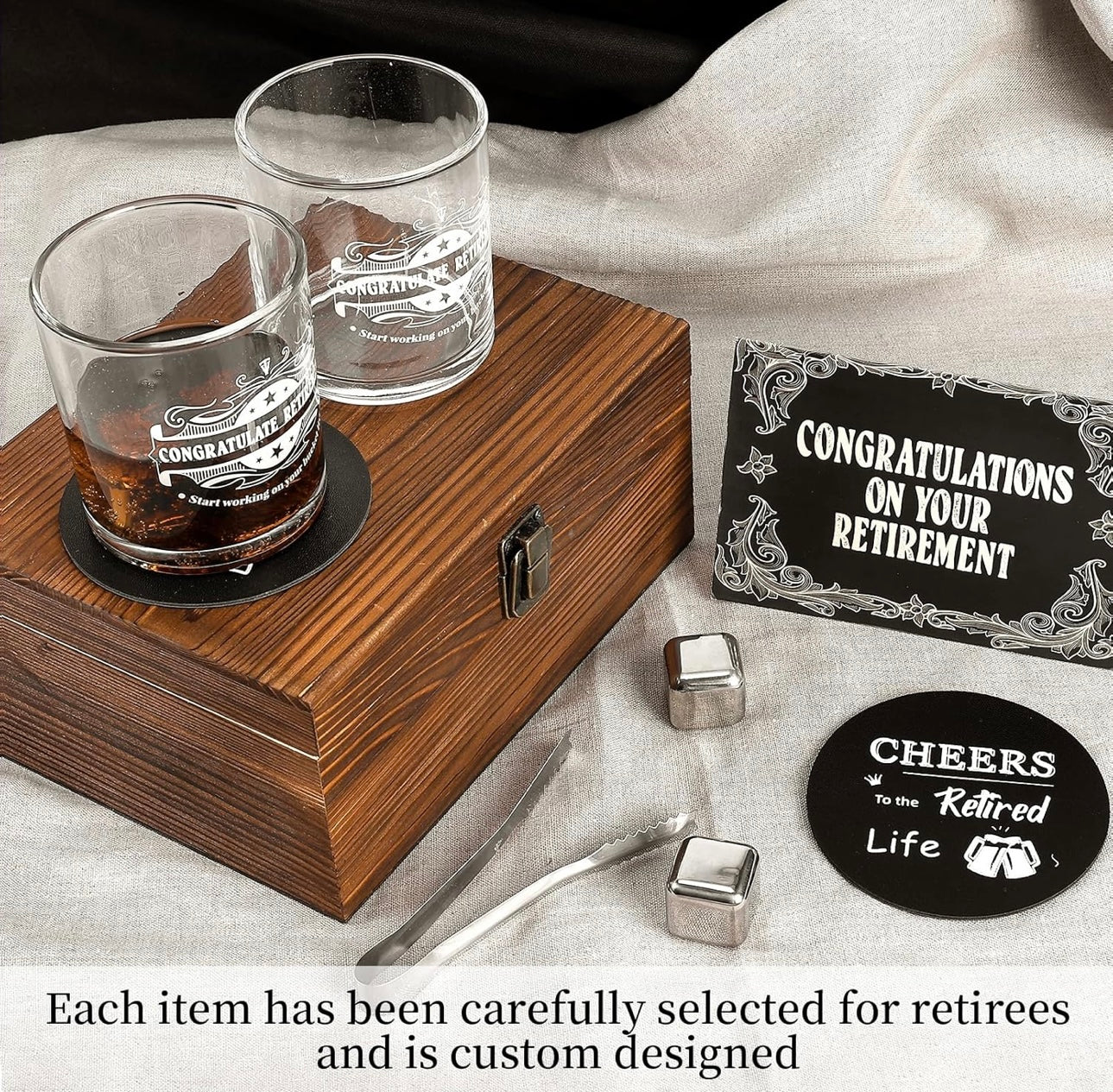 Retirement Gifts for Men, Whiskey Glass Set, Great Retirement Gift for Retirees