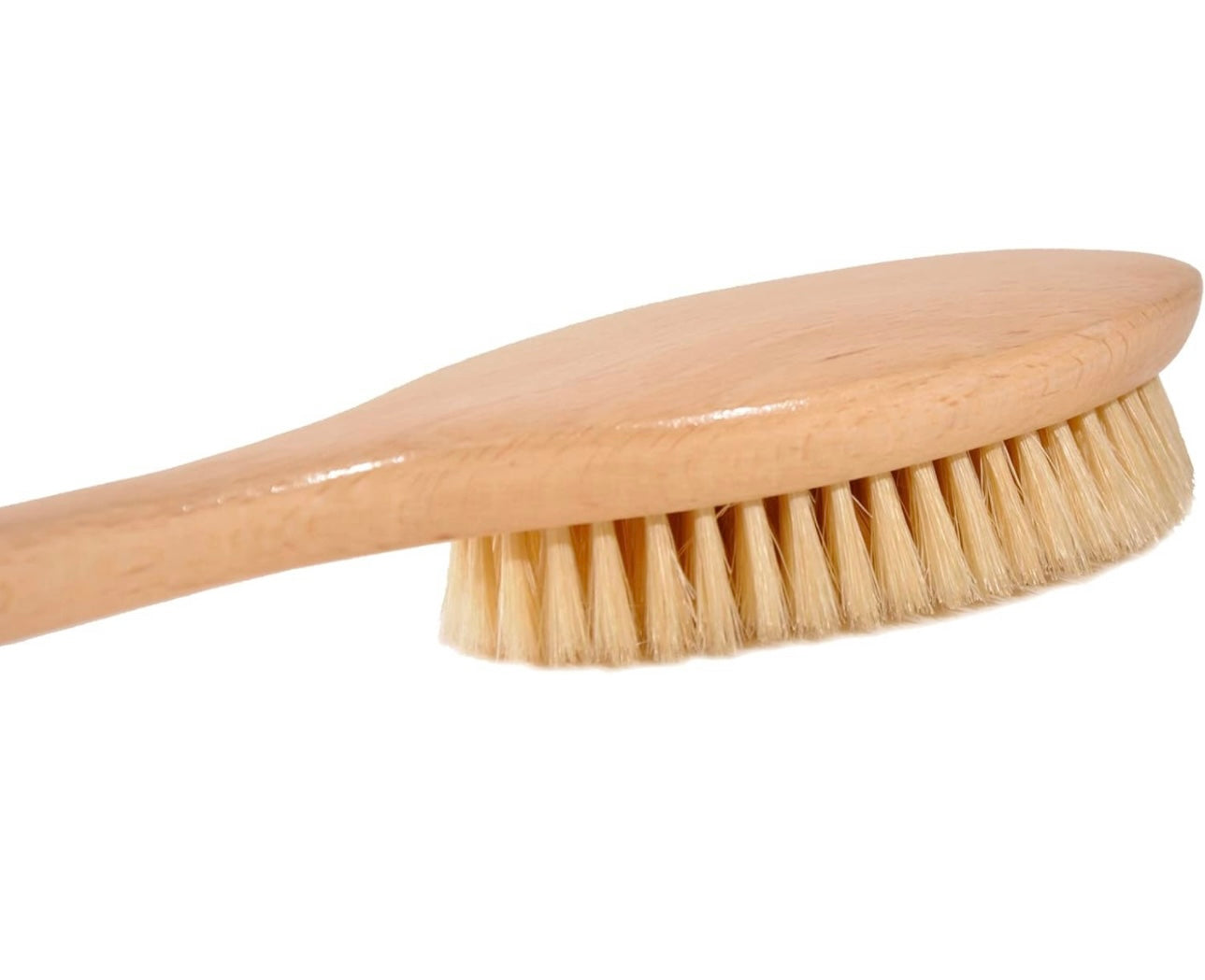 19.7inch Upgrade Long Handle Bath Brush Wood Shower Brush Natural Bristles for Wet or Dry Brushing, Back Scrubber for Gentle Exfoliating and Cleaning