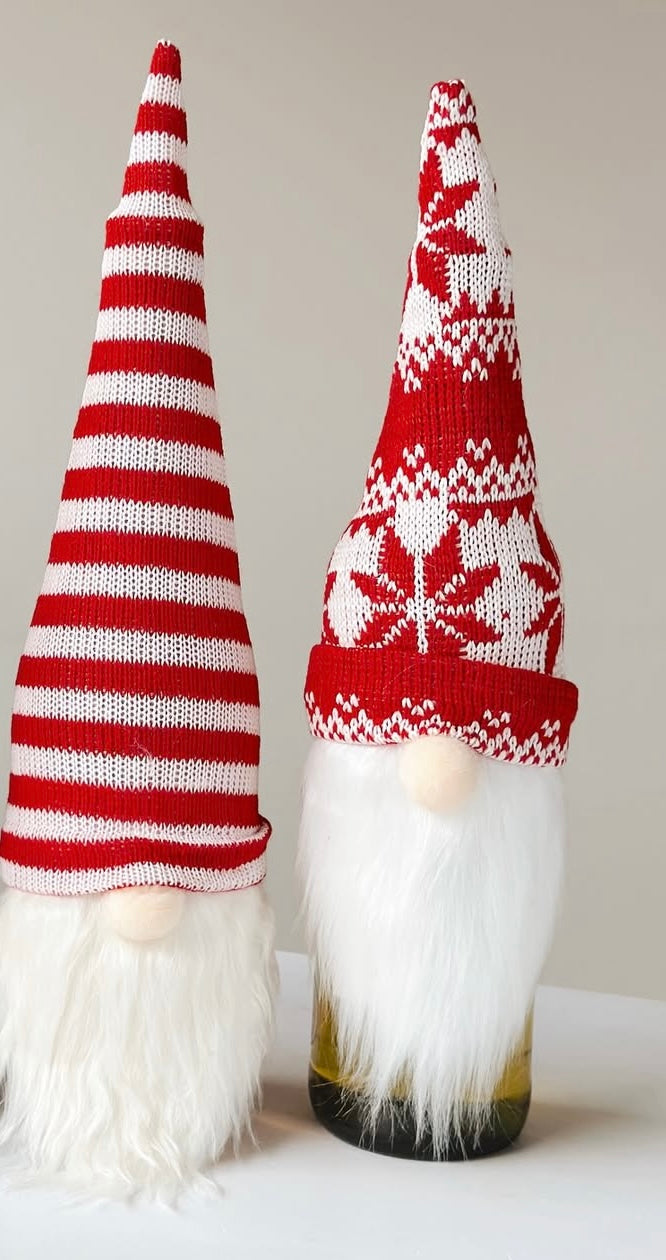 Christmas Gnome Wine Bottle Covers, 2 PCs Pack Swedish Tomte Decorative Wine Bottle Toppers Santa Scandinavian Plush Champagne Cover for Home Holiday Christmas Dining Table Decorations Party Gift