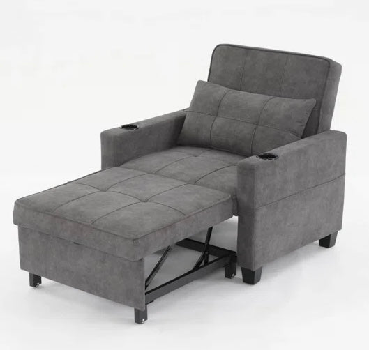 Futon Chair Bed: 3-in-1 Convertible Sleeper Chair With Usb Ports, Wear-resistant And Anti-scratch (dark Grey)