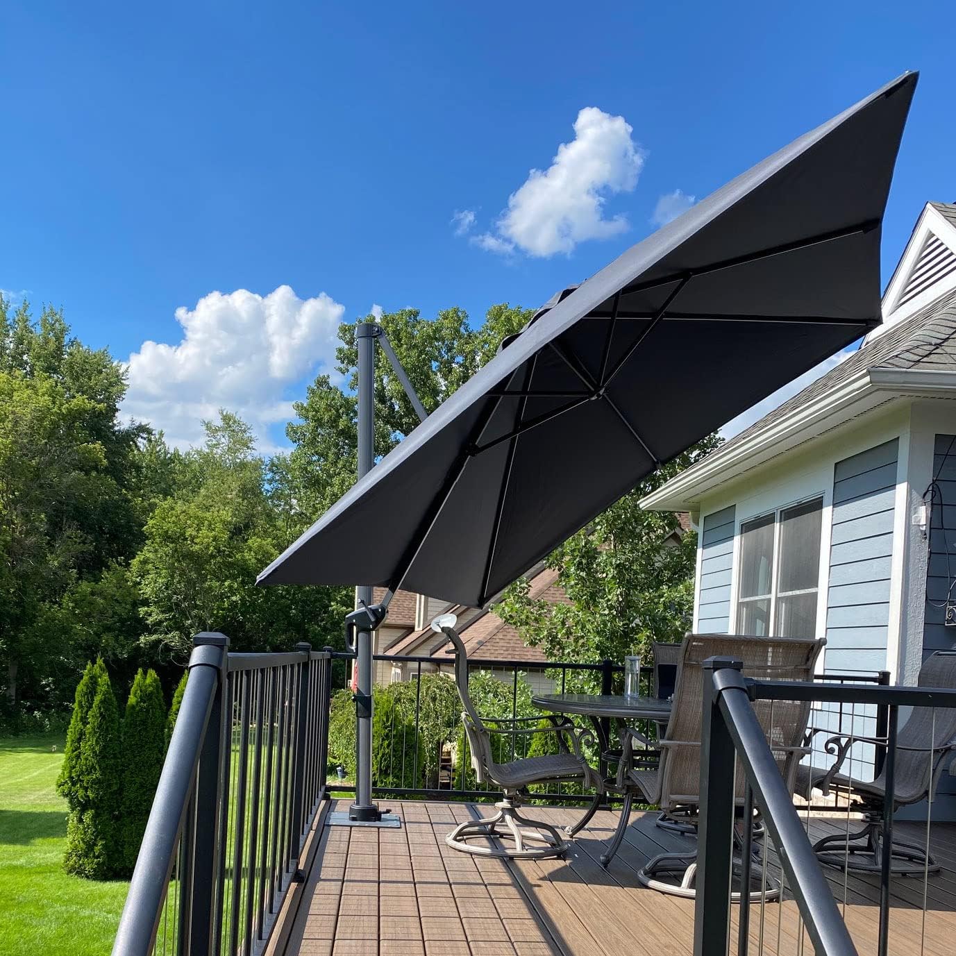 PURPLE LEAF 10x10 Ft Patio Umbrella Outdoor Cantilever Square Umbrella Aluminum Offset Umbrella with 360-degree Rotation for Garden Deck Pool Patio, Grey