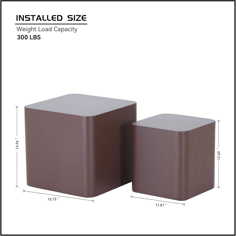 Nesting Side Table Set of 2, Modern Mid Century Square Small Coffee Table End Table Bed Side Table Accent Table for Living Room Bedroom,Entryway, and Apartment (Dark Brown)