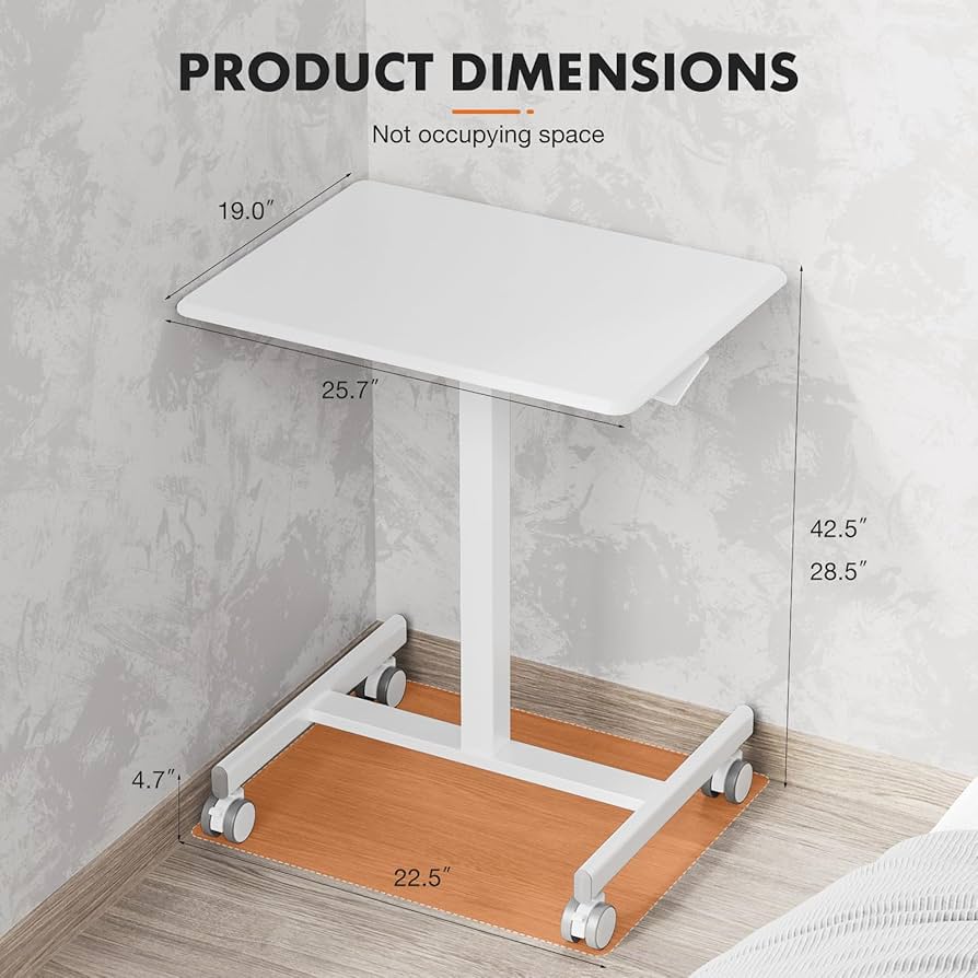Mobile Small Stading Desk - Sit Stand Desk, Portable Rolling Laptop Desk with Lockable Wheels, Computer Workstations, Adjustable Height