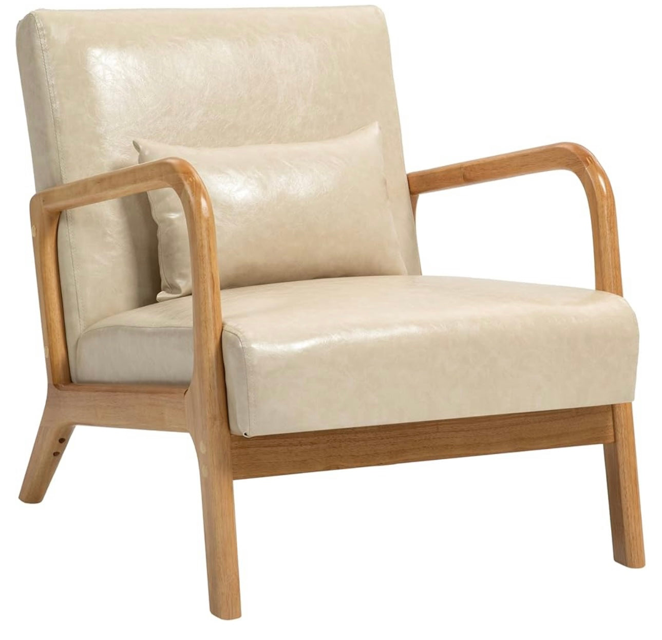 Modern Coffee Faux Leather Wood Frame Upholstered Accent Arm Chair (Set of 1)