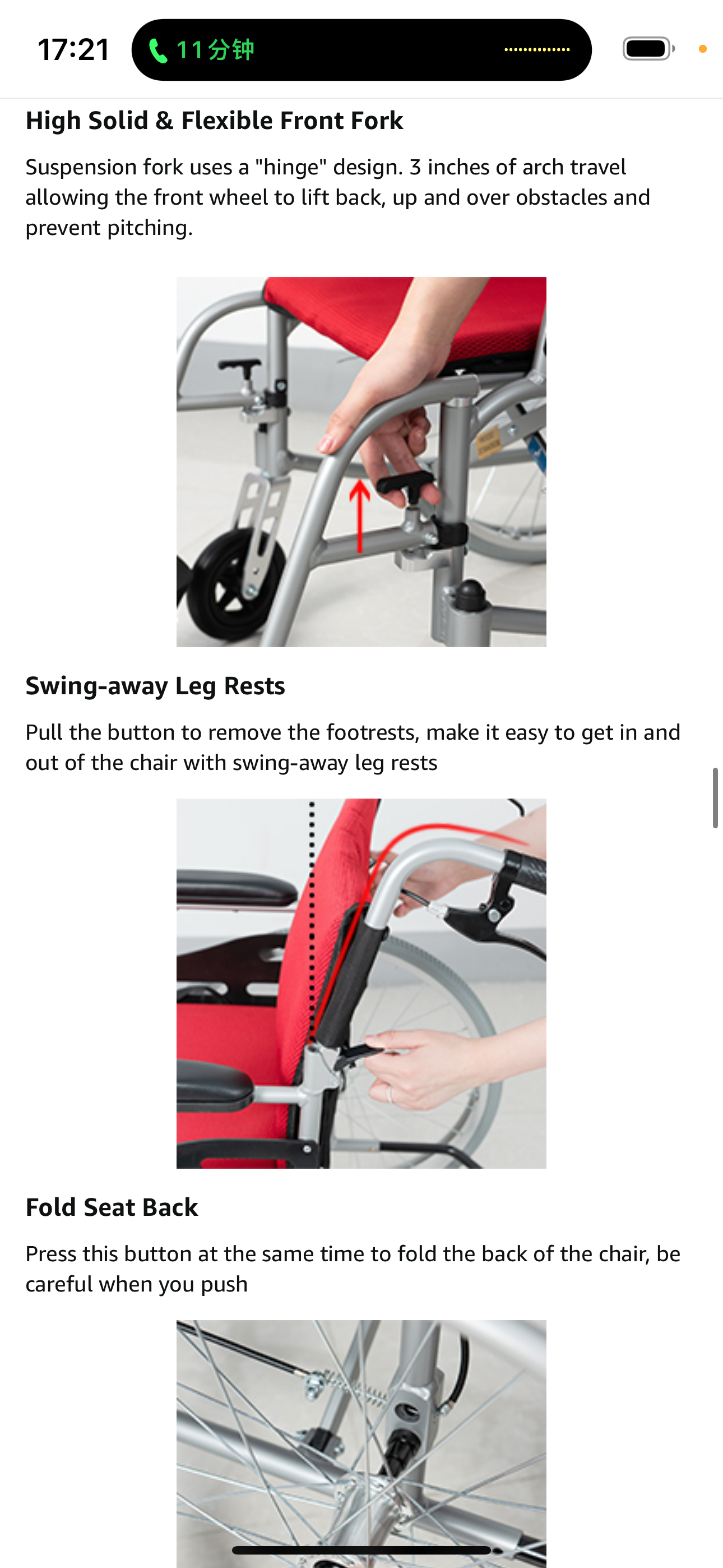 Magnesium Wheelchair 21lbs Self-propelled Chair Portable and Folding 17.5”