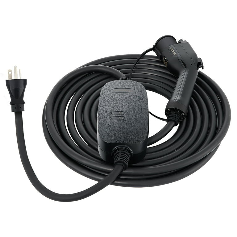 VEVOR Level 1+2 EV Charger, 15 Amp 110-240V, Portable Electric Vehicle Charger with 25 ft Charging Cable NEMA 6-20 Plug NEMA 5-15 Adapter, Plug-in Home EV Charging Station for SAE J1772 Electric Cars