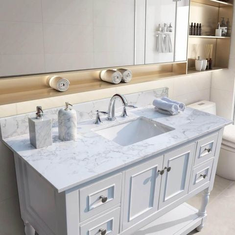 43'' Marble Single Bathroom Vanity Top with Sink(Cabinet not included)