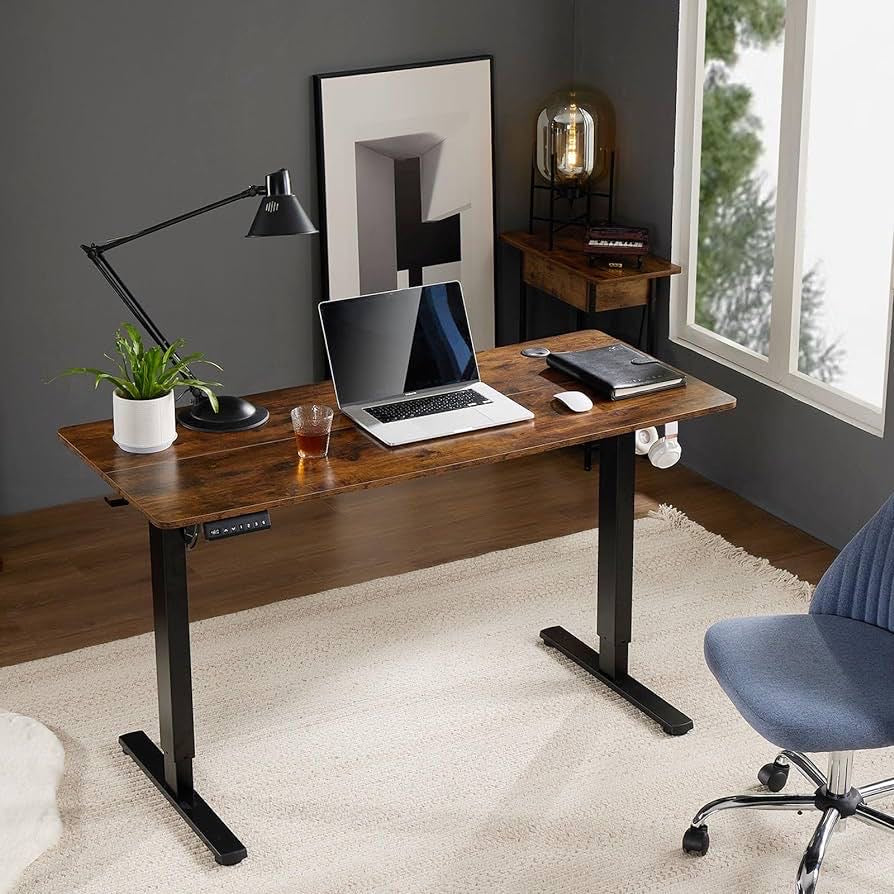 48x24inches Electric Standing Desk with Splice Board,Ergonomic Height Adjustabley. Rust Color