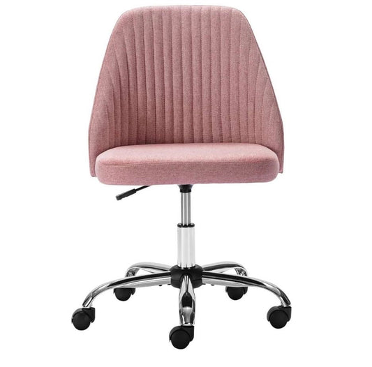 Home Office Chair, Mid-Back Armless Twill Fabric Adjustable Swivel.