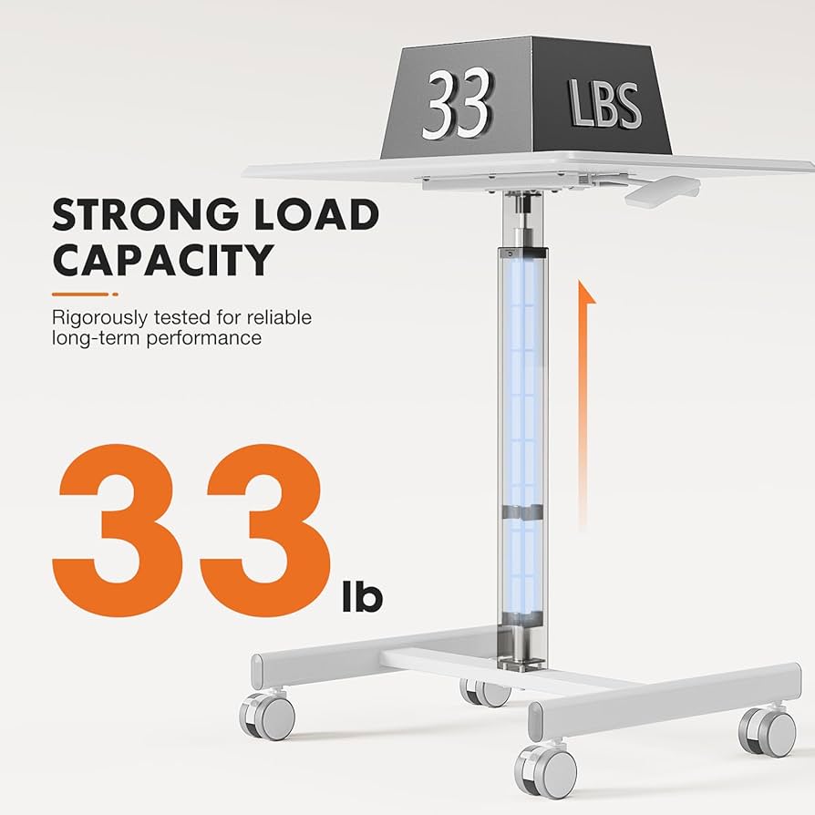Mobile Small Stading Desk - Sit Stand Desk, Portable Rolling Laptop Desk with Lockable Wheels, Computer Workstations, Adjustable Height
